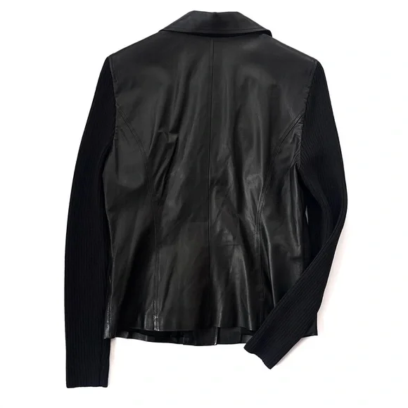 Women’s St. John Black Napa Leather Moto Jacket - Picture 9 of 11